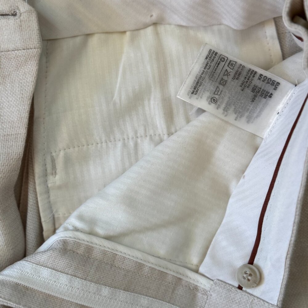 H&M Cream Linen Cotton Suit Pants 33R - Picture 3 of 3